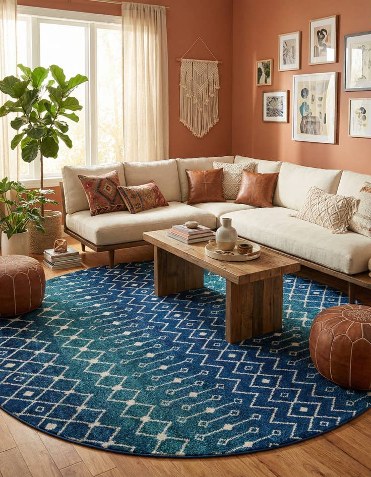 Detail image of 10' x 10' Moroccan Trellis Round Rug