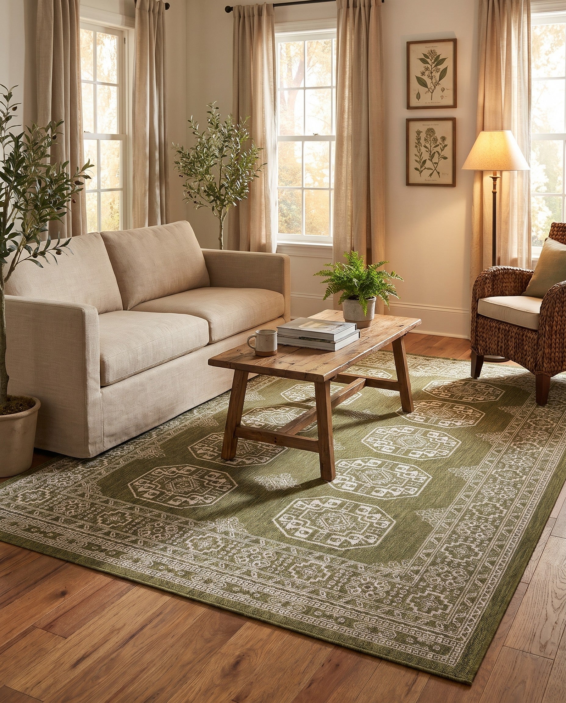 160cm x 245cm Easy-Clean Traditional Indoor / Outdoor Rug