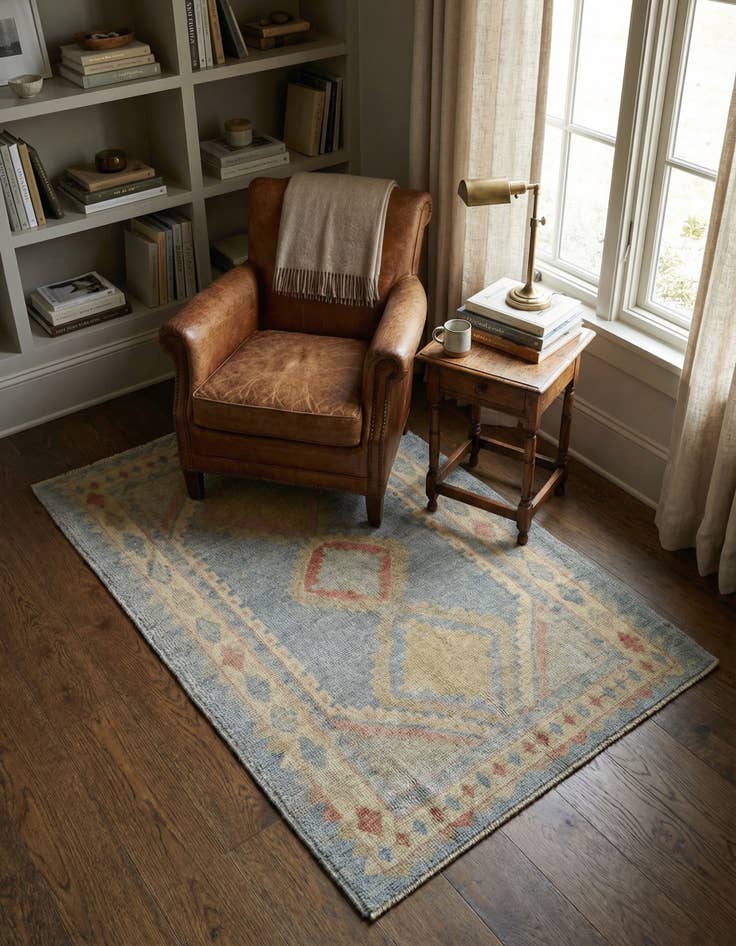 Detail image of 3' 2 x 5' Hand Knotted Oushak Wool Rug