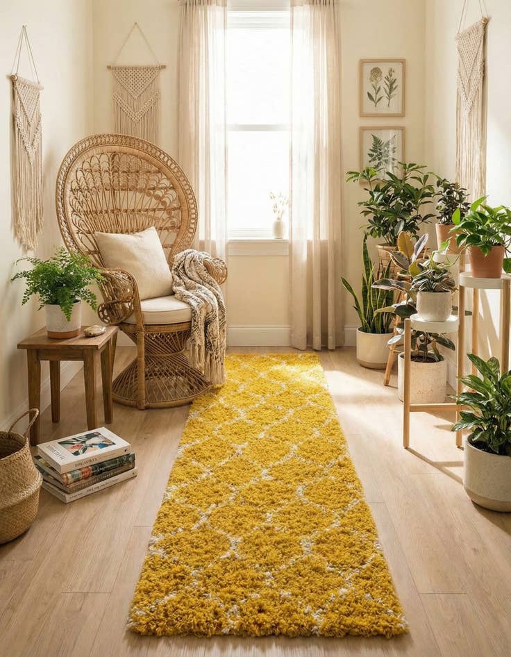 Detail image of 2' x 6' Trellis Shag Runner Rug