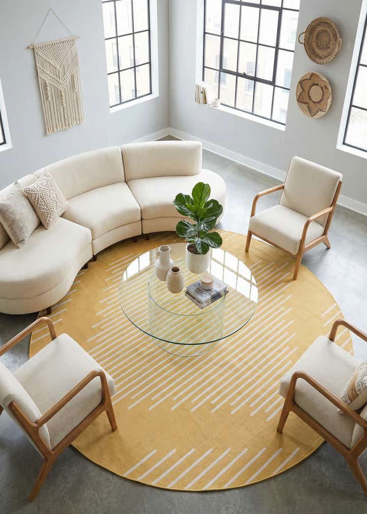 10' 8 x 10' 8 Easy-Clean Modern Indoor / Outdoor Round Rug