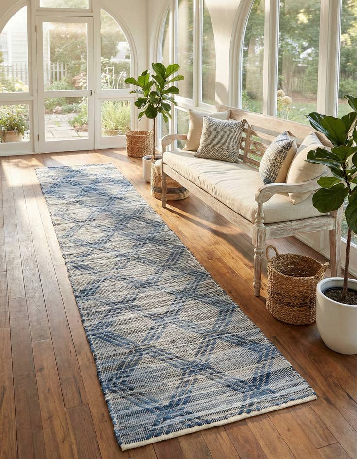 Detail image of  2' 7 x 12'  Hand Woven Chindi Cotton Runner Rug