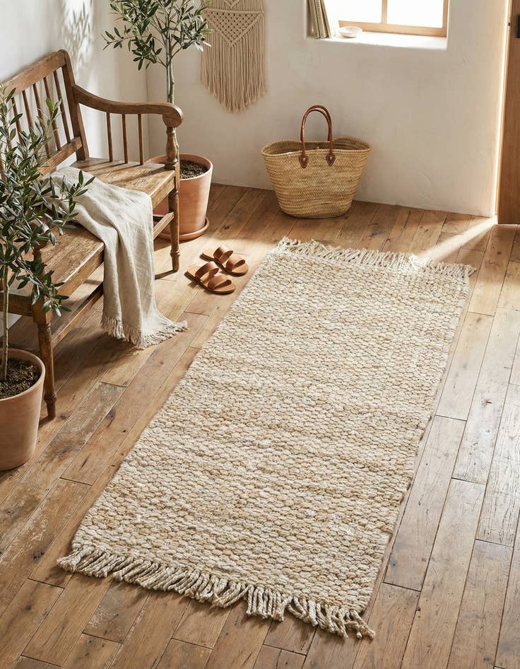 Detail image of 2' x 4' 1 Hand Woven Chunky Jute Runner Rug