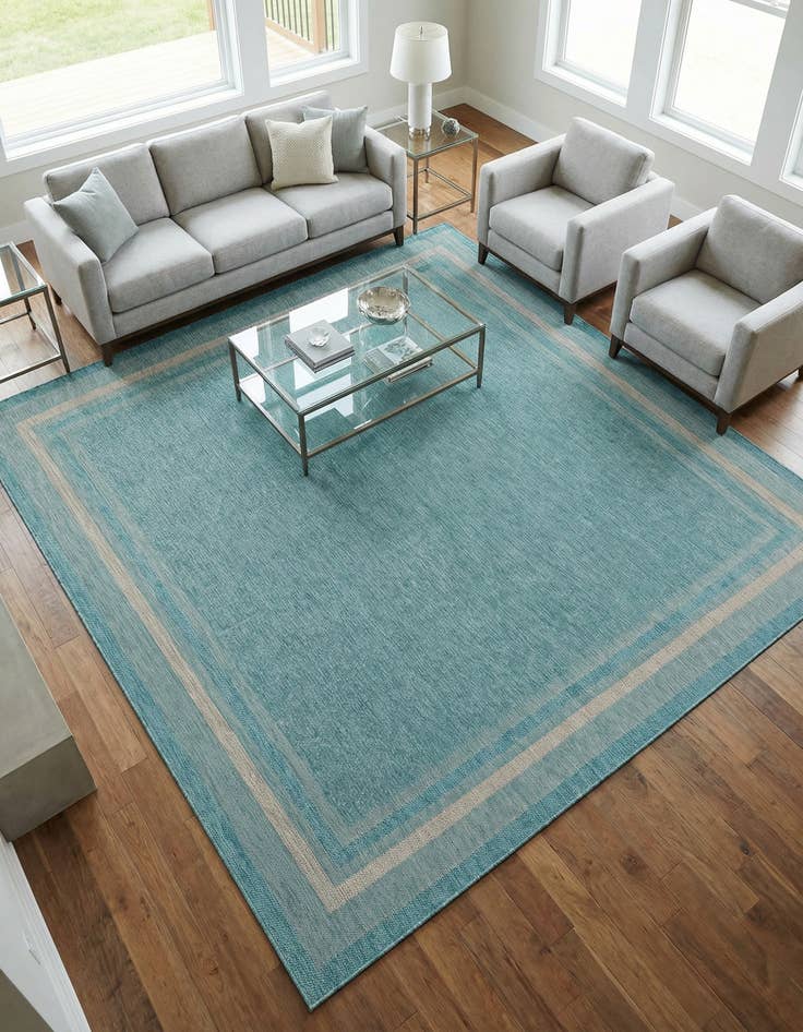 Detail image of 10' 8 x 10' 8 Washable Border Indoor / Outdoor Square Rug