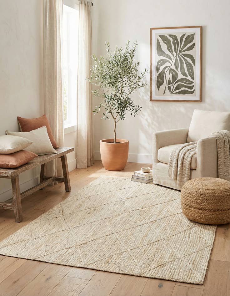 Detail image of 5' 1 x 8' Handmade Braided Jute Rug