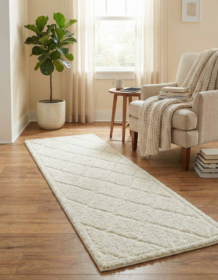 Detail image of 2' x 8' Lattice Shag Runner Rug