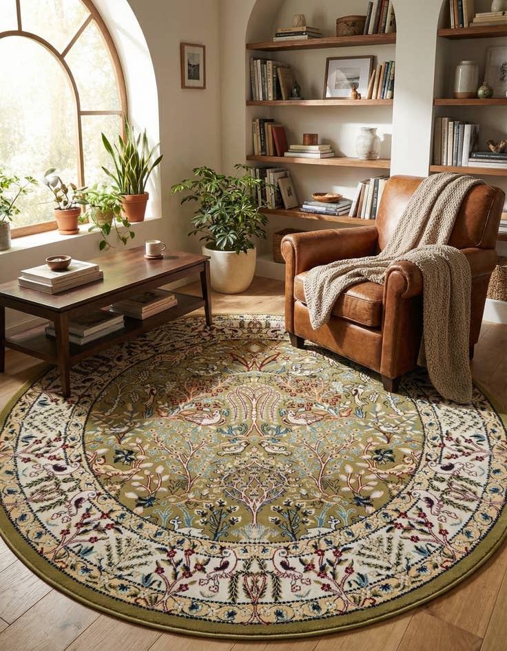Detail image of 5' 3 x 5' 3 Nain Design Round Rug