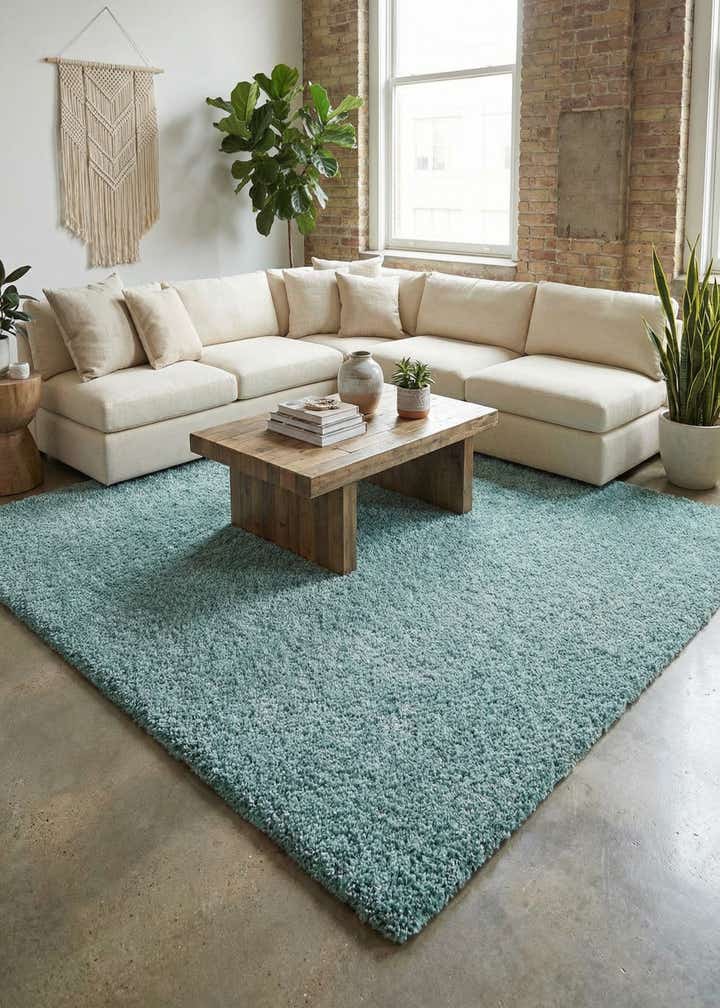 9' 10 x 9' 10 Comfort Solid Shag Square Rug