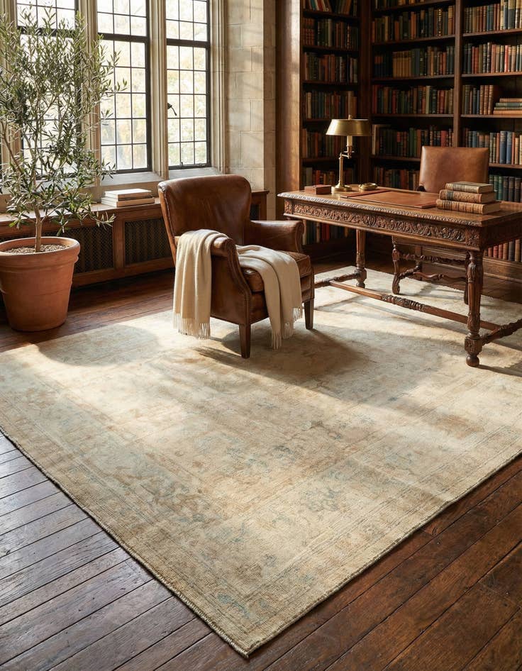 Detail image of 8' 1 x 9' 8 Hand Knotted Oushak Wool Rug