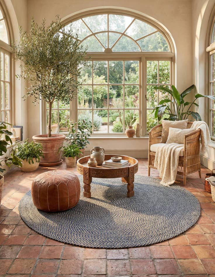 Detail image of 7' 10 x 7' 10 Handmade Tweed Braided Jute Round Rug