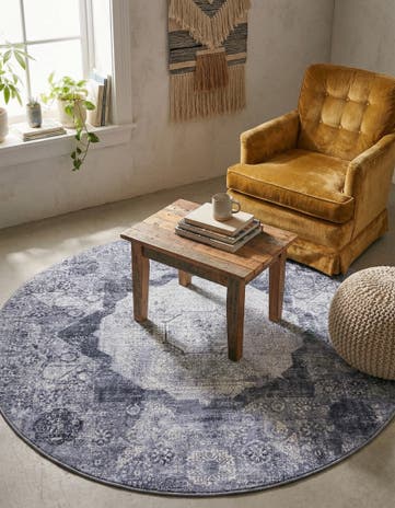 4' x 4' Washable Yara Round Rug