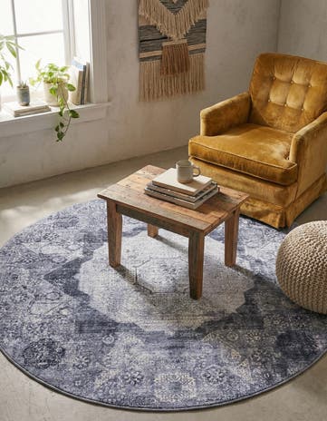 4' x 4' Washable Yara Round Rug