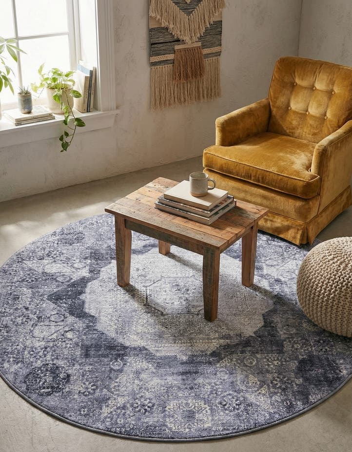 4' x 4' Washable Yara Round Rug