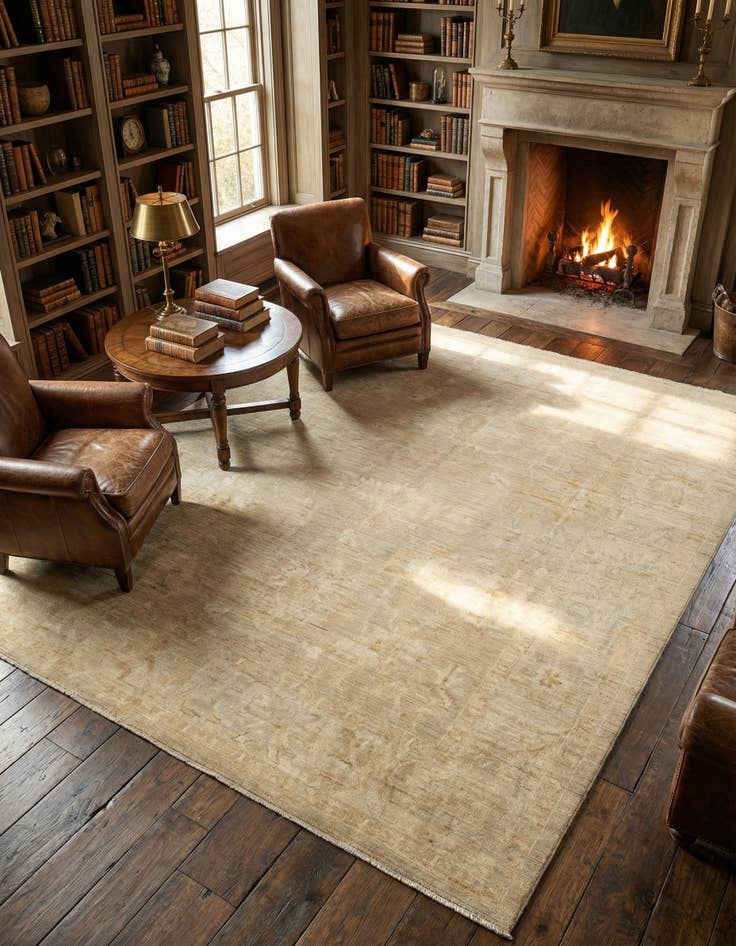 Detail image of 8' 1 x 9' 7 Hand Knotted Oushak Wool Rug