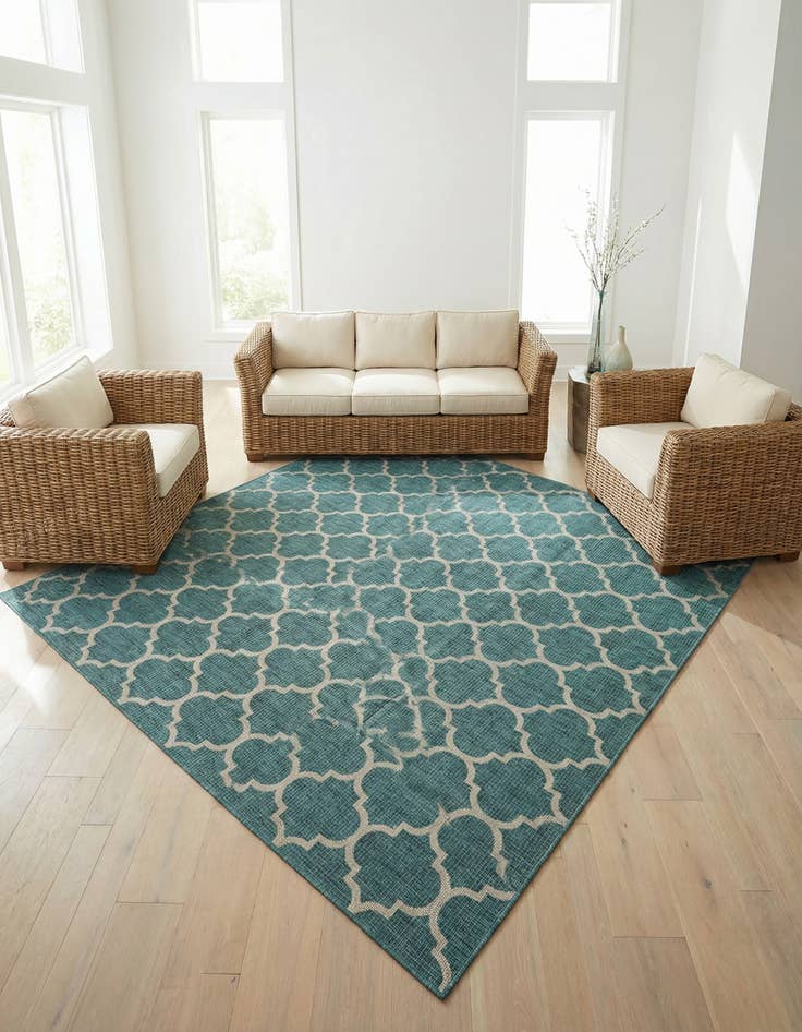 Detail image of 10' x 10'  Washable Trellis Indoor / Outdoor Square Rug