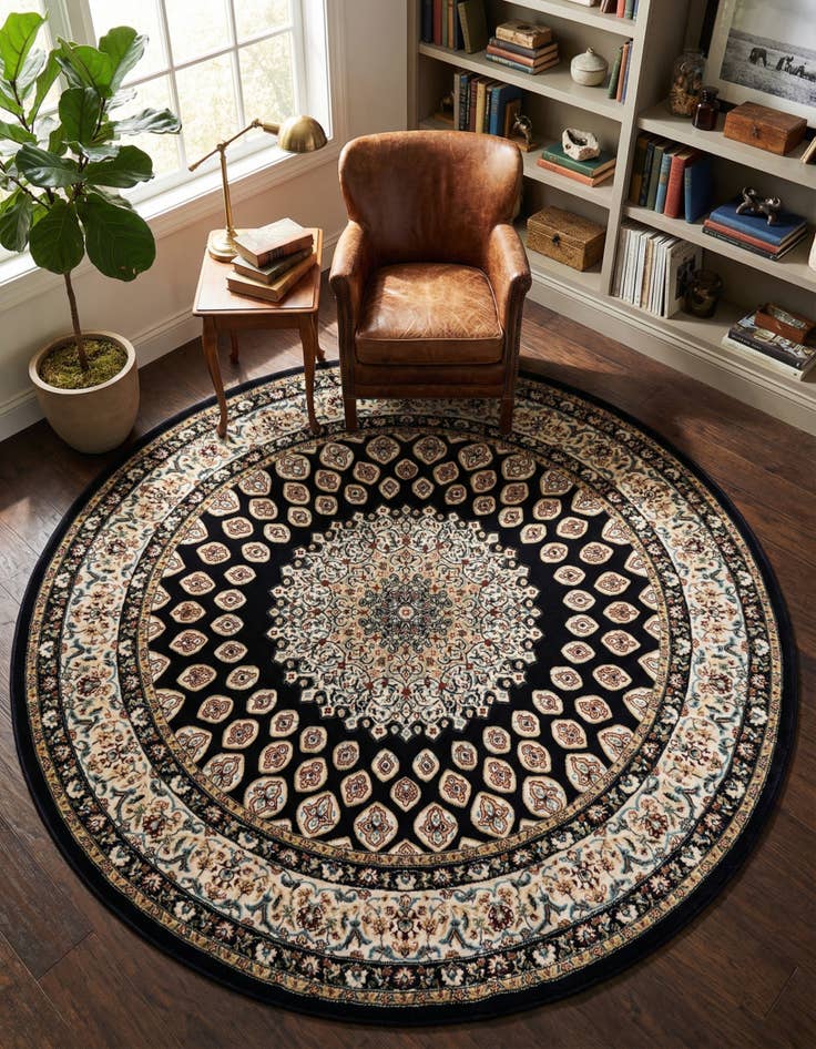 Detail image of 5' 3 x 5' 3 Nain Design Round Rug