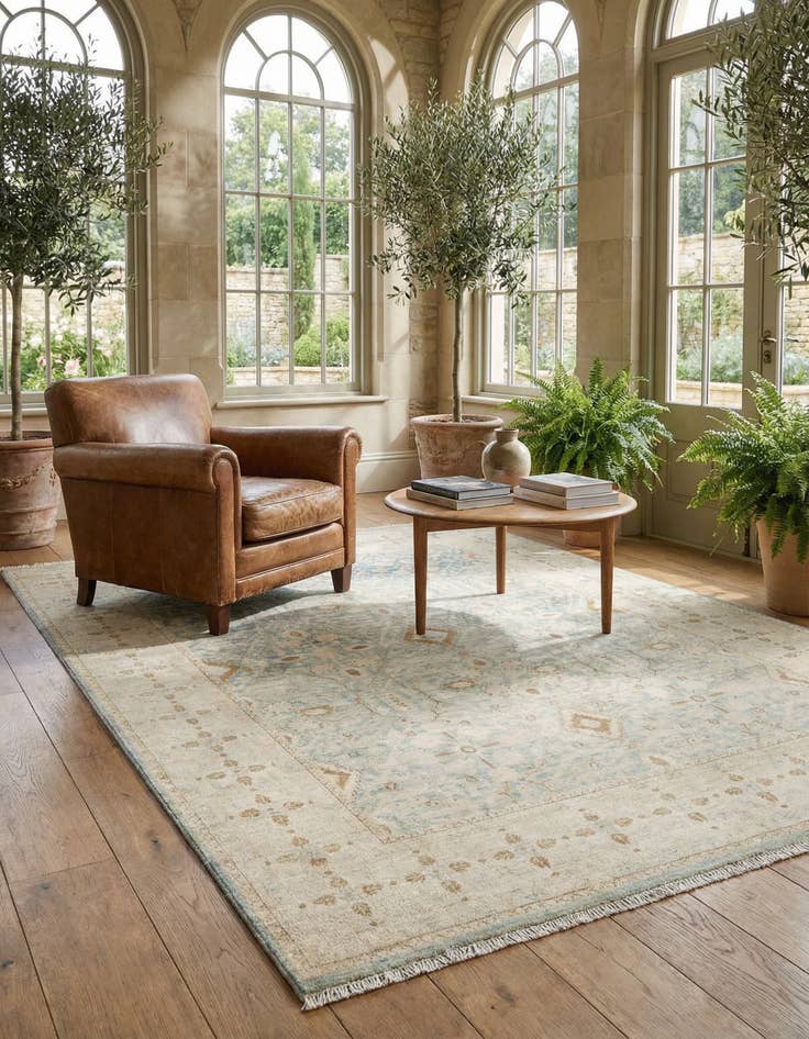 Detail image of 4' 10 x 6' 7 Hand Knotted Ziegler Rug