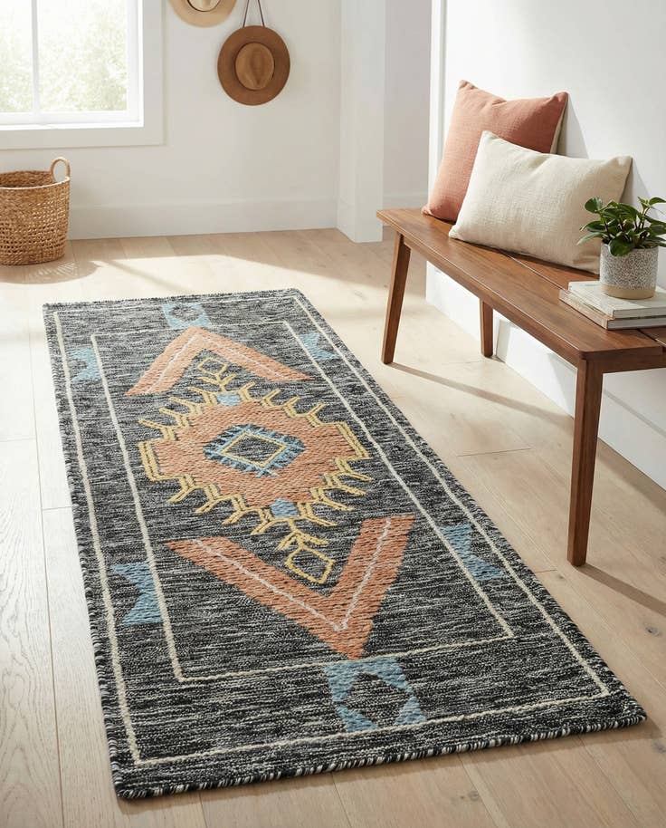 Detail image of 2' x 6' 1 Hand Woven Kilim Wool Runner Rug