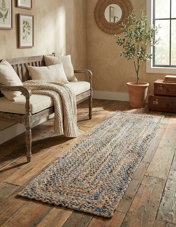 Detail image of 2' 2 x 8' Handmade Braided Chindi Runner Rug