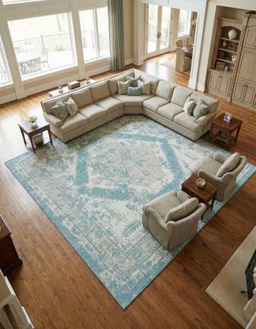 13' x 13' Easy-Clean Traditional Indoor / Outdoor Square Rug
