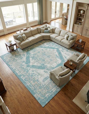 13' x 13' Easy-Clean Traditional Indoor / Outdoor Square Rug