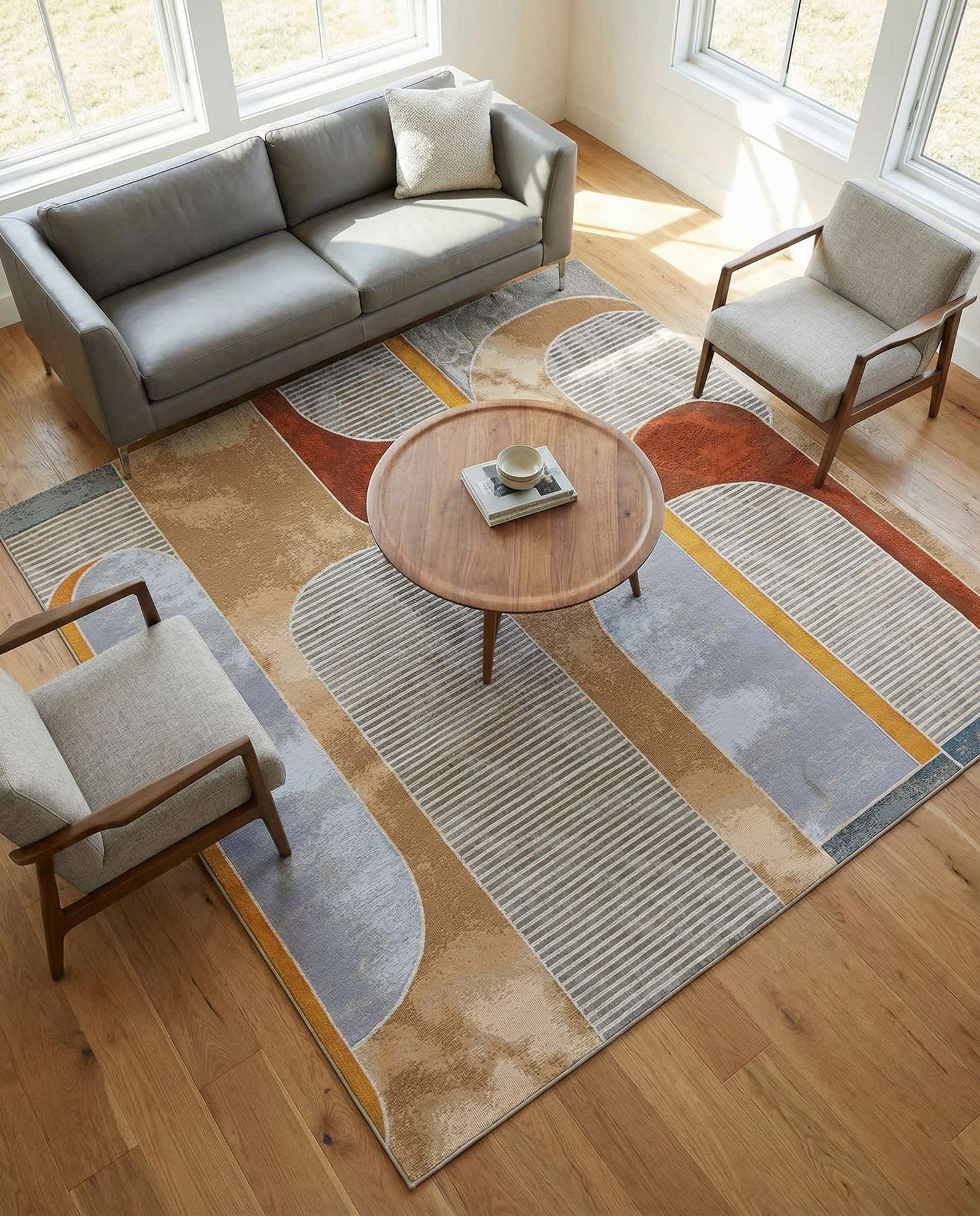 7' 10 x 7' 10 Easy-Clean Modern Indoor / Outdoor Square Rug