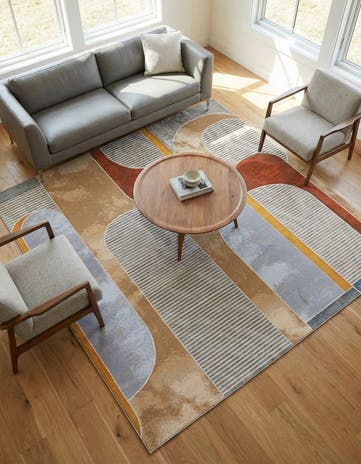 7' 10 x 7' 10 Easy-Clean Modern Indoor / Outdoor Square Rug