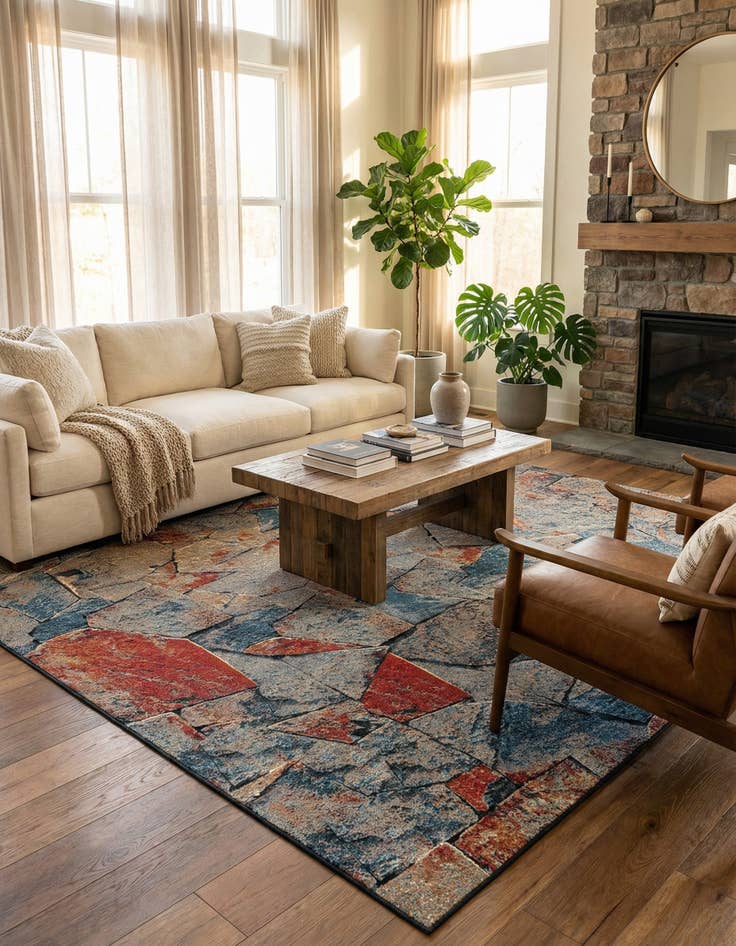 Detail image of 10' x 10'  Washable Modern Indoor / Outdoor Square Rug