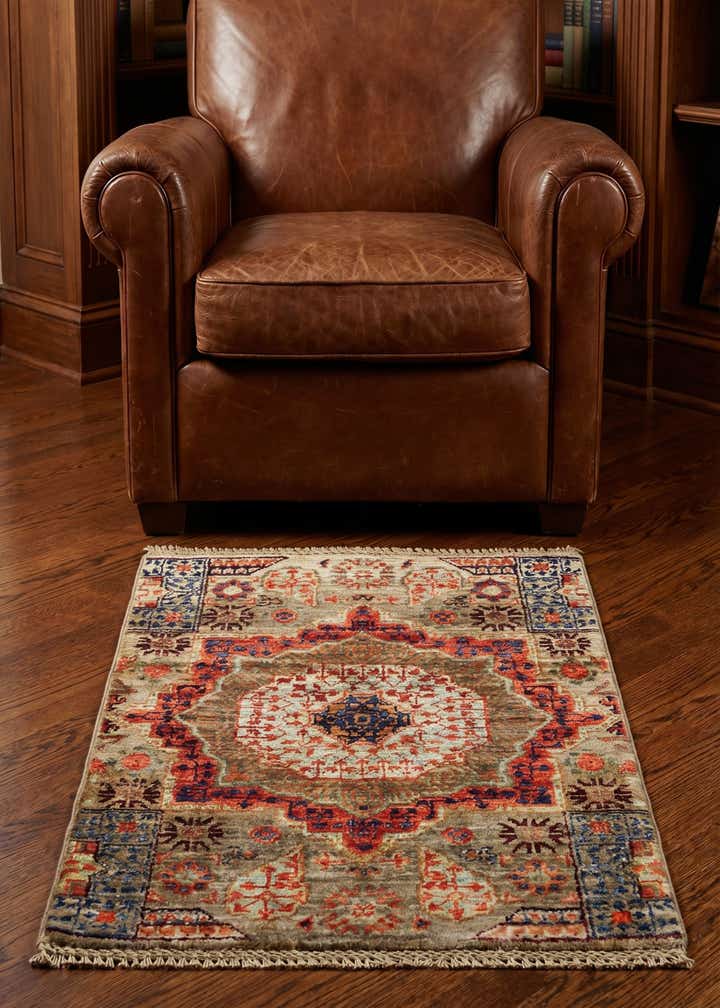 1' 11 x 2' 11 Hand Knotted Mamluk Ziegler Rug