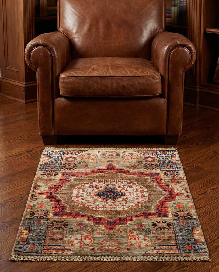 1' 11 x 2' 11 Hand Knotted Mamluk Ziegler Rug
