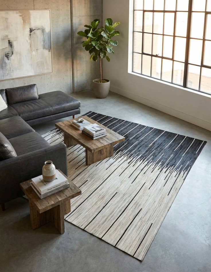 Detail image of 7' 10 x 10' Cowhide Leather Rug