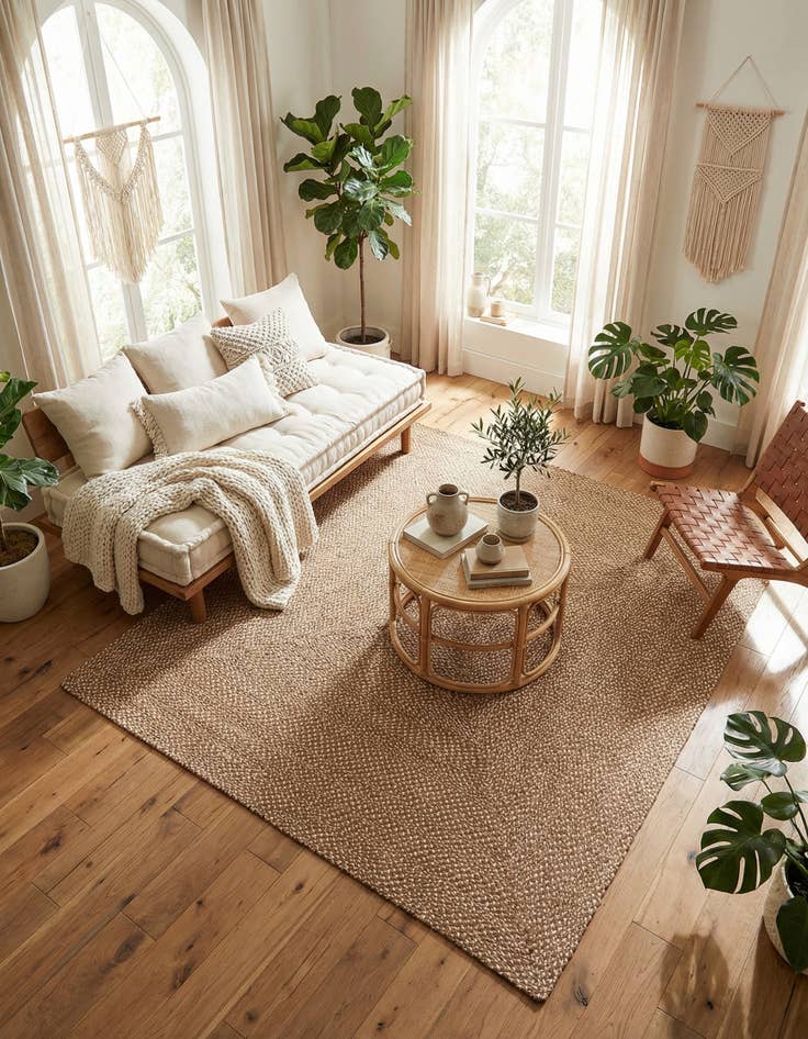 Detail image of 7' 10 x 7' 10 Handmade Tweed Braided Jute Square Rug