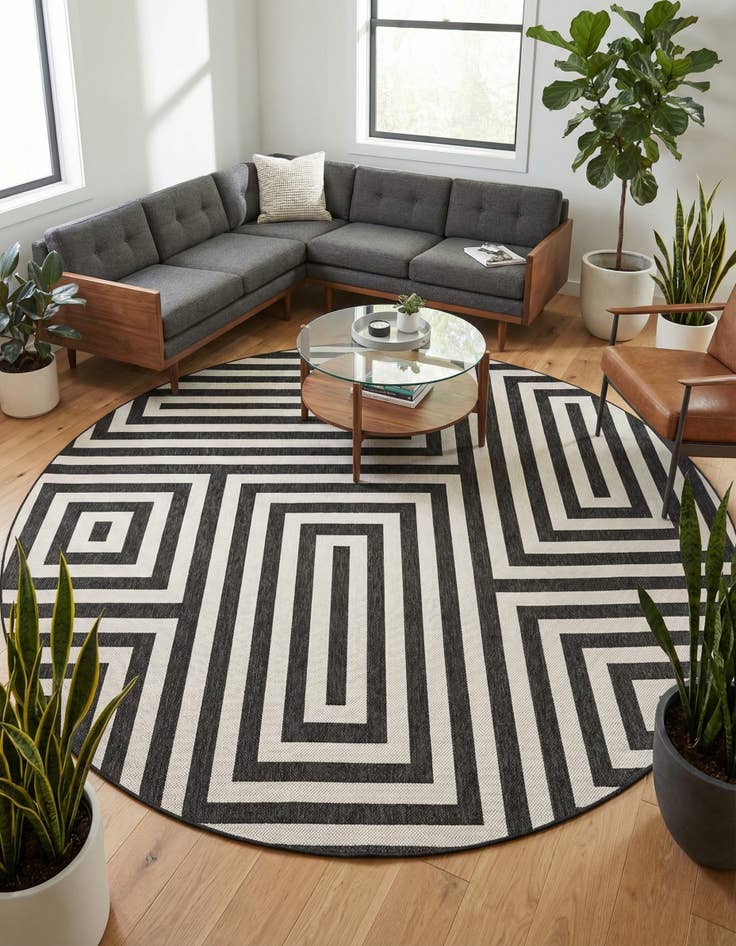 Detail image of 13' x 13' Easy-Clean Modern Indoor / Outdoor Round Rug