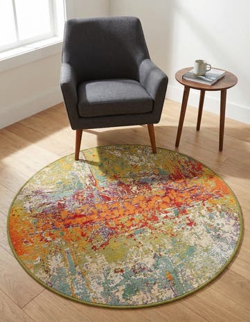 3' 3 x 3' 3 Easy-Clean Modern Indoor / Outdoor Round Rug