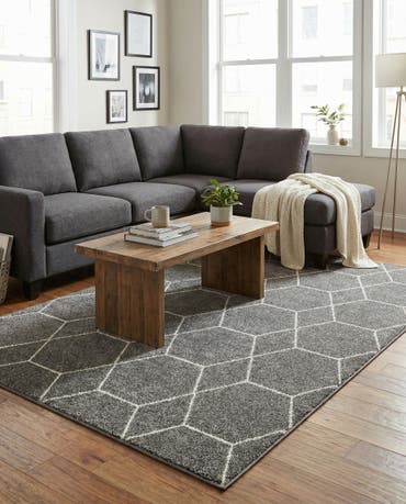  5' 3 x 8' Lattice Frieze Rug