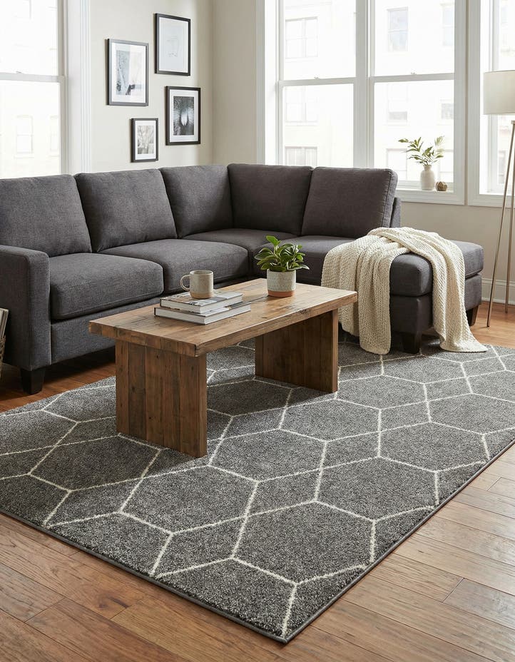 5' 3 x 8' Lattice Frieze Rug