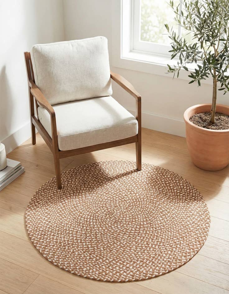 Detail image of 3' 1 x 3' 1 Handmade Tweed Braided Jute Round Rug