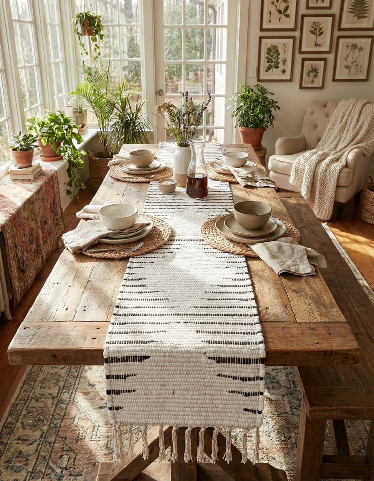 Detail image of  1' 2 x 10'  Hand Woven Chindi Cotton Table Runner Rug