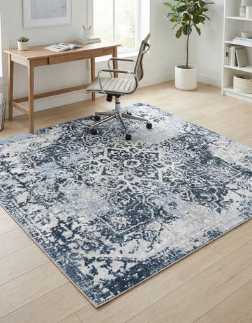 Navy Blue Kamala Washable Square Rug