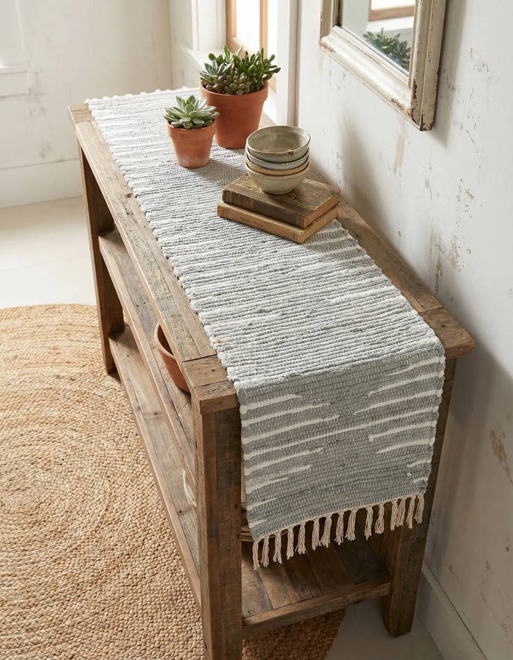 Detail image of 1' 2 x 8' Hand Woven Chindi Cotton Table Runner Rug