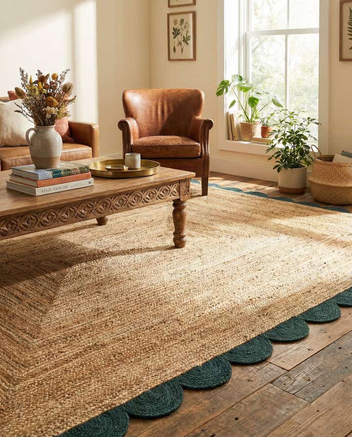 8' x 10' Handmade Scallop Braided Jute Rug