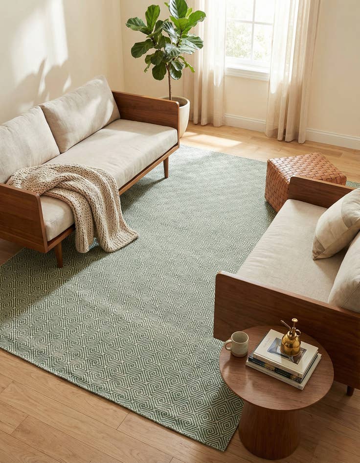 Detail image of 6' 1 x 9' Hand Woven Geo Trellis Flatweave Rug