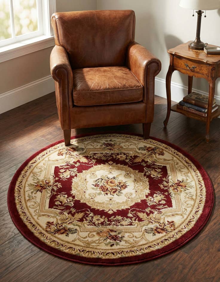 Detail image of 3' x 3' Classic Aubusson Round Rug