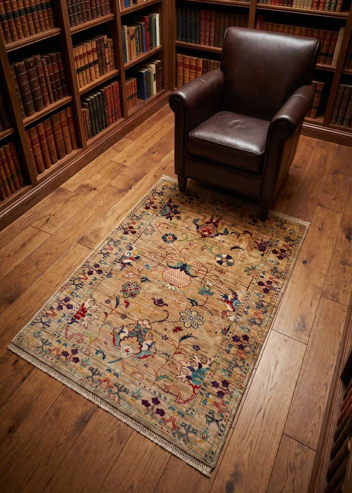 3' 5 x 5' Hand Knotted Ariana Ziegler Rug