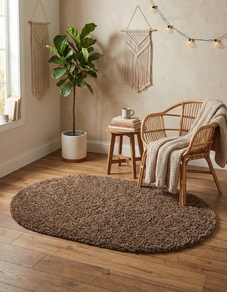 Detail image of 3' x 5' 3 Solid Shag Oval Rug