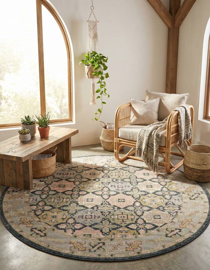 Detail image of 7' 10 x 7' 10 Kamala Washable Round Rug