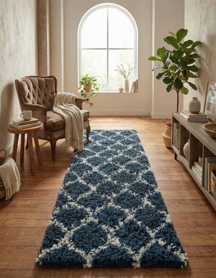 Detail image of 2' x 7' Trellis Shag Runner Rug