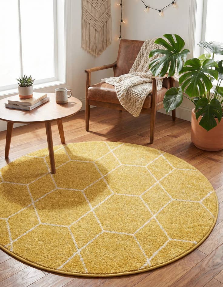 Detail image of 4' x 4' Lattice Frieze Round Rug