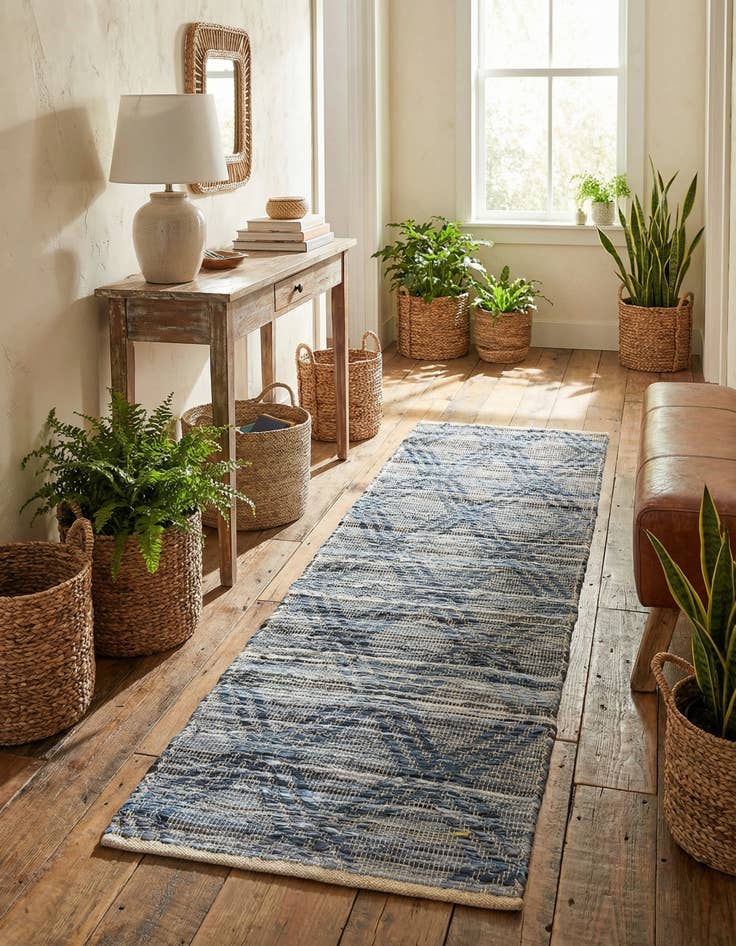 Detail image of  2' x 6' 1  Hand Woven Chindi Cotton Runner Rug