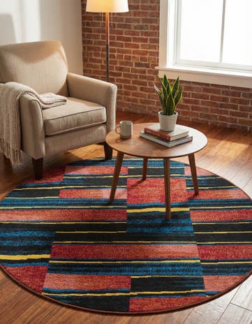 4' x 4' Easy-Clean Modern Indoor / Outdoor Round Rug